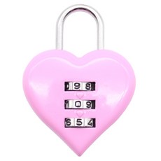 트래블큐브 러블리 하트 3다이얼 자물쇠 핑크, 1개