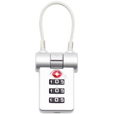 Travel Cube TSA 高級塗層鋼纜3位密碼鎖 銀色, 1個