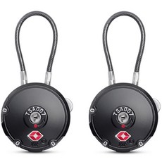 Travel Cube TSA Circle 塗層鋼纜3位密碼鎖 黑色, 2個