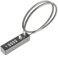 Travel Cube 高級安全不鏽鋼4位密碼轉盤長鋼纜鎖 銀色 60cm, 1個
