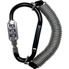 Travel Cube 彩色登山扣 3 圈大號+防盜塗層安全繩 2.5m 套組黑色, 1組