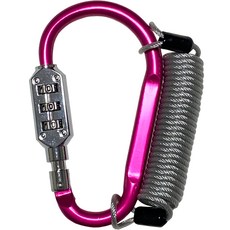 Travel Cube 彩色登山扣 3位密碼大型鎖 + 防盜塗層安全鋼纜 1.5m 套組 粉紅色, 1套