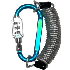 트래블큐브 컬러 카라비너 3다이얼 소형 + 도난방지 코팅 안전케이블 1.5m 세트 블루, 1세트