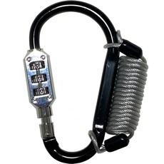 Travel Cube 彩色登山扣 3 圈大號+防盜塗層安全繩 1m 套組黑色, 1組