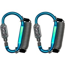 Travel Cube 彩色登山扣 3位密碼鎖 大型 + 防盜塗層安全纜線 1.5m 套組 藍色, 2套