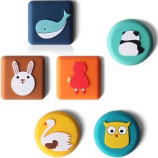 貓咪超市 門用防撞墊 6入, 熊貓, 天鵝, 貓頭鷹, 鯨魚, 小紅帽, 兔子, 1套