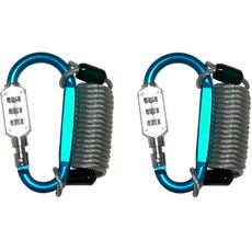 Travel Cube 彩色登山扣 3 錶盤小號+防盜塗層安全繩 1m 套組 藍色, 2組