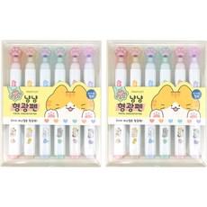 Pinkfoot 5000 喵喵螢光筆 6色組, 綜合色, 12支