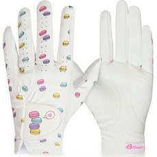 GOuft 女款馬卡龍印花高爾夫手套 雙手用, 白色, 1個
