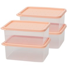 EASY&FREE Easy Keep 冷凍保鮮收納盒 蜜桃色 1900ml, 1個, 4個