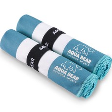 Aquabear 條紋運動毛巾, 2個, 海洋藍