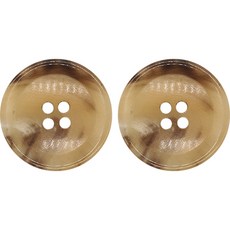 ButtonKing 大衣 西裝 牛角02 H05 鈕扣 15mm, LBR, 2個