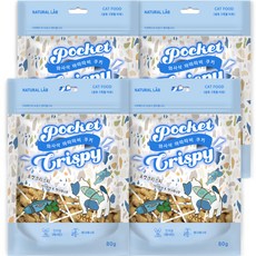 네츄럴랩 포켓 크리스피 고양이간식 스낵, 혼합맛(가다랑어/개다래나무), 80g, 4개
