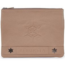 REBURSTA Pelle 義大利皮革高爾夫手拿包, 灰棕色