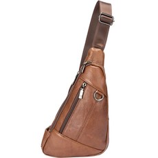 BLUEMOUNT 男士皮革單肩斜背包 APZ11213, 棕色