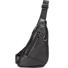 BLUEMOUNT 男士皮革單肩斜背包 APZ11213, 黑色