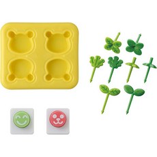Mimi&O 熊熊迷你飯糰模具 + 葉子便當裝飾叉8p組, 混合色, 1套