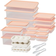 EASY&FREE 이지킵 優質冷凍庫整理收納盒 蜜桃色 25件組, 1套