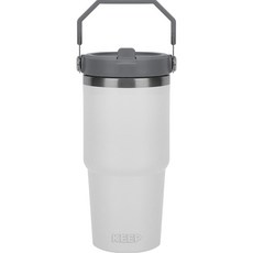 KEEP CAMPING 手提扁吸管保溫杯, 白色, 600ml, 1個