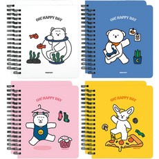 Pinkfoot Ccomang線圈筆記本 4款 各2入, 混色, 1組