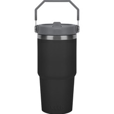 KEEP CAMPING 手提扁吸管保溫杯, 黑色, 600ml, 1個