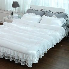 Ryugeumsuk 法式香氛絲滑荷葉邊四季被, 白色