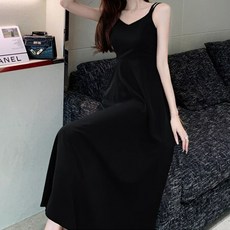 soleil 女款修身線條海灘洋裝, 黑色