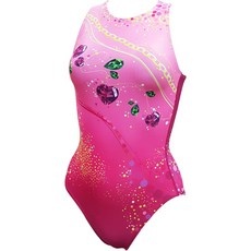 SUMISA女款印花水上波浪連身泳衣 紅寶石 WPKPR0