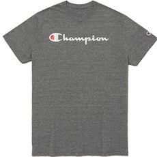美國 Champion US 草寫Logo Powerblend 短袖T恤, 炭灰色