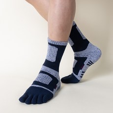 Goldman Socks 男士無縫乾爽緩震運動五指襪 4雙組, 海軍藍