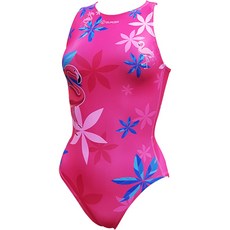 SUMISA 여성용 프린팅 워터폴로 원피스 수영복 플라밍고 WPKPR0