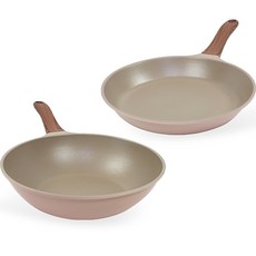 Kitchen-Art 5層鑽石塗層柔色鍋具2件組, 粉色, 平底鍋 26cm+炒鍋 24cm, 1組