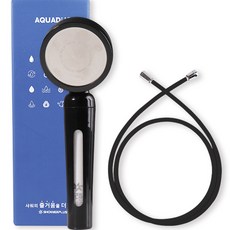 Aqua Duo 高級淋浴噴頭 + 淋浴軟管 2m 套組, 黑色+黑色, 1組