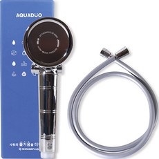 AQUADUO ON/OFF 鍍鉻蓮蓬頭 SF-980 + PVC 淋浴軟管 1.5m 套組, 銀色, 1個
