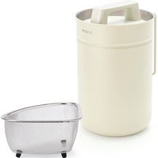 MUDITA Ribbon J 真空廚餘桶 2.8L + 一插即用瀝水籃, 1套, 象牙白(垃圾桶)