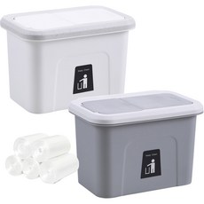 GOODIE FOODIE 掛式廚餘垃圾桶 附蓋 小 2入, 灰色 + 白色