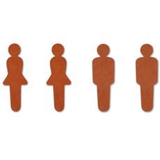 해피툴 파스텔 입체 화장실 안내 표지판 여자 2p + 남자 2p 세트 오렌지, 안내표지판, 1세트