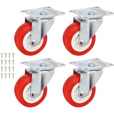 多用途PVC腳輪 固定 旋轉 煞車 08 紅色 63mm, 4個