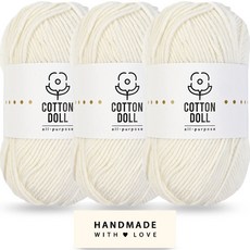 니뜨 코튼돌실 50g + 코튼 라벨 세트, 3개, 2아이보리