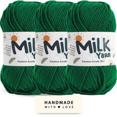 니뜨 밀크얀 뜨개실 50g 3p + 코튼라벨 세트, 1세트, 71그린