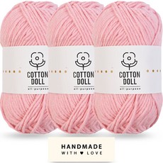 니뜨 코튼돌실 50g + 코튼 라벨 세트, 3개, 11베이비핑크