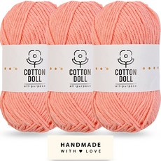 니뜨 코튼돌실 50g + 코튼 라벨 세트, 3개, 13살몬