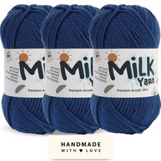 니뜨 밀크얀 뜨개실 50g x 3p + 코튼라벨 세트, 1세트, 28데님