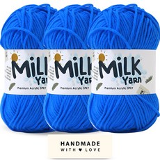 Knitt MiLK編織線 50g 3捲+Handmade字樣棉質標籤, 1組, 29 藍色