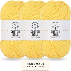 니뜨 코튼돌실 50g + 코튼 라벨 세트, 3개, 5노랑