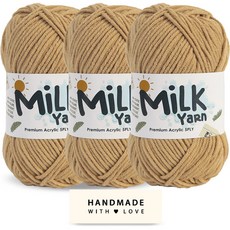 니뜨 밀크얀 뜨개실 50g x 3p + 코튼라벨 세트, 1세트, 42베이지