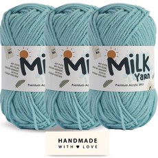 니뜨 밀크얀 뜨개실 50g x 3p + 코튼라벨 세트, 1세트, 67인디스카이
