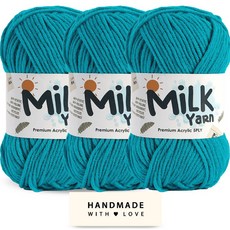 니뜨 밀크얀 뜨개실 50g x 3p + 코튼라벨 세트, 1세트, 76터키