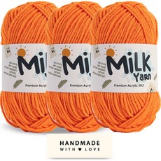 니뜨 밀크얀 뜨개실 50g x 3p + 코튼라벨 세트, 1세트, 64만다린