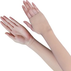 HNC 高級抗UV涼感袖套 手腕型 + 手背覆蓋型, 膚色, 2套